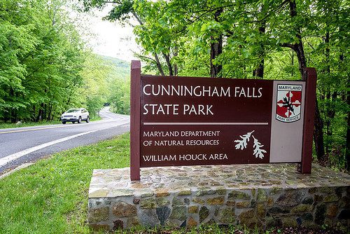 Photo of entrance sign for Cunningham Falls State Park
